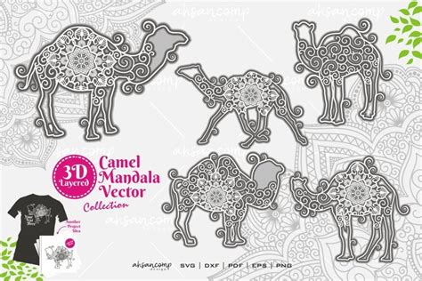 Download Free Camel Mandala Vector 3D Layered For Crafts