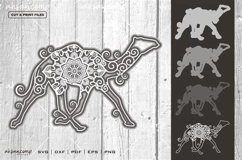 Download Free Camel Mandala Vector 3D Layered Printable
