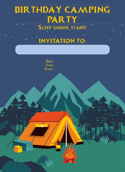 Free Camping Printable Birthday Invitations
