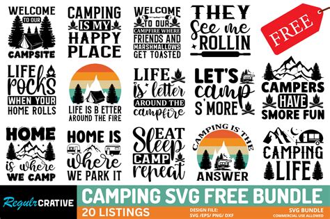 Download Free Camping Svg Bundle, Camping Design File Printable