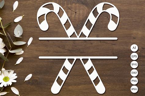 Download Free Candy Cane Monogram Frame SVG Commercial Use