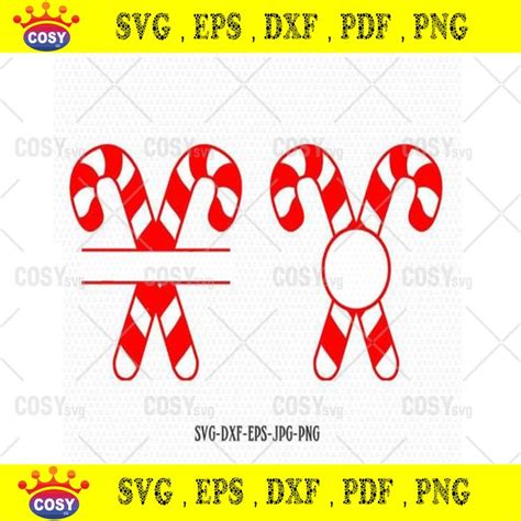 Download Free Candy Cane Monogram Frame SVG Files For Crafts