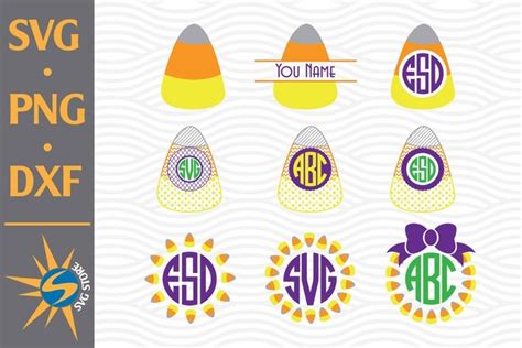 Download Free Candy Corn Monogram SVG, PNG, DXF Digital Files Include DXF Files