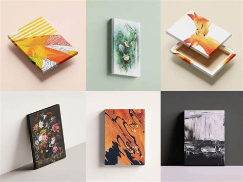 Download Free Canvas Print Closeups Mockup Set PSD Templates Object Mockups