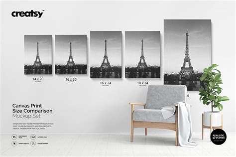 Download Free Canvas Print Size Comparison Mockup PSD Templates Generator PSD Files