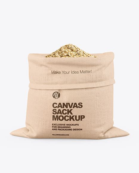 Download Free Canvas Sack with Oatmeal Mockup PSD Generator Free PSD Mockups