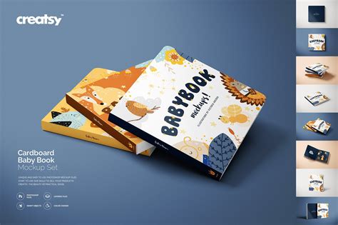 Download Free Cardboard Baby Book Mockup Set PSD Templates Object Mockups