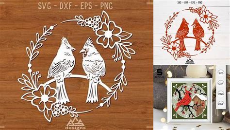 Download Free Cardinal Bird Papercut Svg Design Silhouette DXF Files