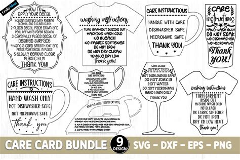 Download Free Care Card Instructions Bundle SVG Commercial Use DXF Files