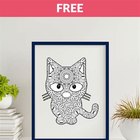 Download Free Cat Mandala Vector Line Art Style DXF Files