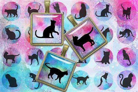 Download Free Cat Silhouettes Printable Digital Images Digital Collage Sheet Files
