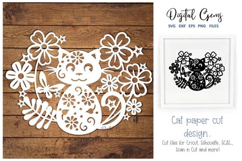 Download Free Cat paper cut design Commercial Use DXF Files
