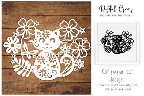 Download Free Cat paper cut design Files