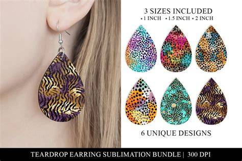 Download Free Cheetah Drop Earring Sublimation Design Bundle, Leopard Teardrop Easy Edite