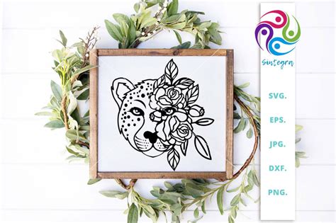 Download Free Cheetah Floral SVG, Cheetah Cut File Commercial Use DXF Files