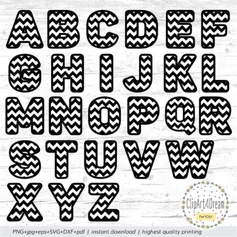 Download Free Chevron Alphabet * Chevron Pattern Cut File DXF Files