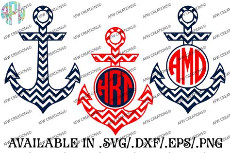 Download Free Chevron Monogram Anchors - SVG, DXF, EPS Cut Files DXF Files