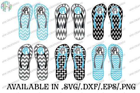 Download Free Chevron Monogram Flip Flops - SVG, DXF, EPS Cut Files DXF Files