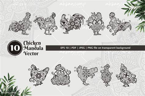 Download Free Chicken Mandala Vector Line Art Bundle Files Free PSD Mockups