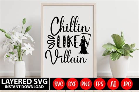 Download Free Chillin' Like A Villain SVG Cut File Commercial Use Free PSD Mockups