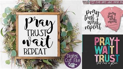 Download Free Christian Svg - Pray Trust Wait Repeat SVG Files DXF Files