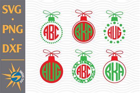 Download Free Christmas Ball Monogram SVG, PNG, DXF Digital Files Include For Crafts