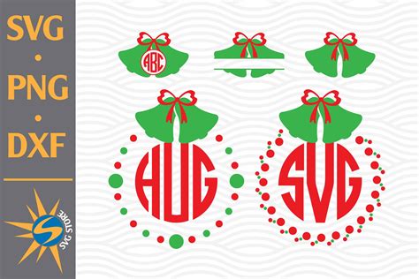 Download Free Christmas Bell Monogram SVG, PNG, DXF Digital Files Include Printable