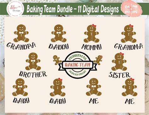 Download Free Christmas Gingerbread Family Baking Team SVG Bundle Files