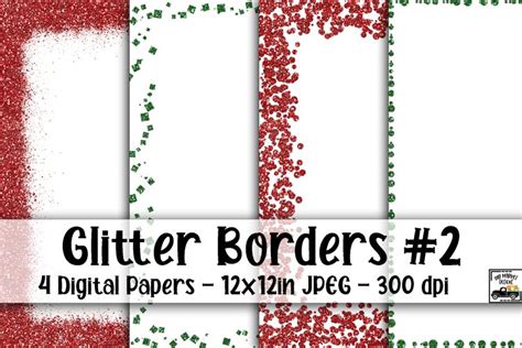 Download Free Christmas Glitter Borders Digital Paper DXF Files
