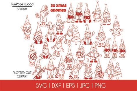 Download Free Christmas Gnomes Bundle Svg DXF Files