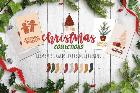 Download Free Christmas Graphic Collection Element Cards Pattern Easy Edite