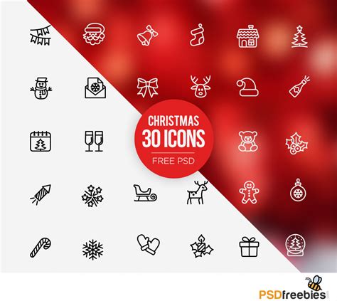 Download Free Christmas Icons Collection Files Free PSD Mockups