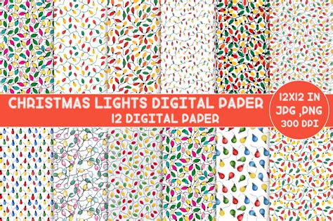 Download Free Christmas Lights Digital Paper Commercial Use