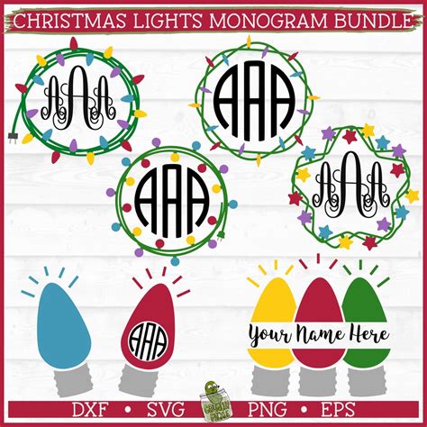 Download Free Christmas Lights Monogram Frame - SVG/EPS/DXF/PNG DXF Files