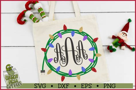 Download Free Christmas Lights Monogram Frame - SVG/EPS/DXF/PNG For Crafts