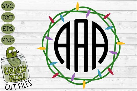 Download Free Christmas Lights Monogram Frame 3 SVG Files