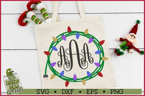 Download Free Christmas Lights Monogram Frame SVG Crafts