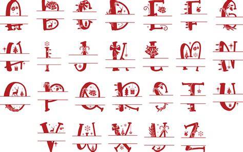 Download Free Christmas Monogram Letters | Christmas Split Letters Files DXF Files