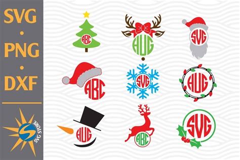 Download Free Christmas Monogram SVG, PNG, DXF Digital Files Include For Silhouette
