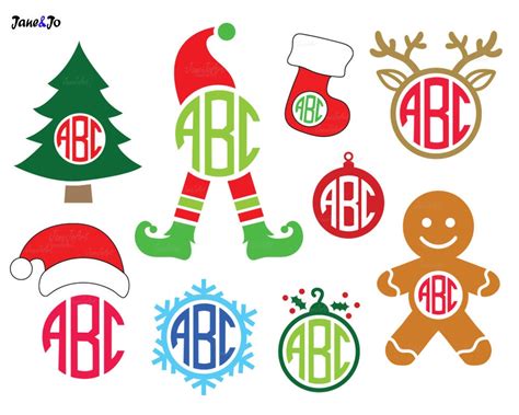 Download Free Christmas Monogram SVG Bundle For Cricut