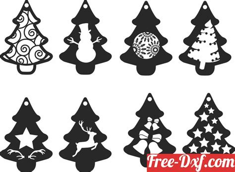 Download Free Christmas Papercut Templates Bundle, Xmas Tree Decor, DXF Files DXF Files