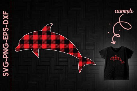 Download Free Christmas Red Plaid Dolphin Funny Decor Creativefabrica Free PSD Mockups