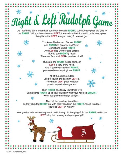 Free Christmas Right Left Game Printable