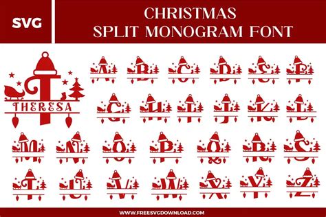 Download Free Christmas Split Letters - Christmas Monogram SVG DXF Files