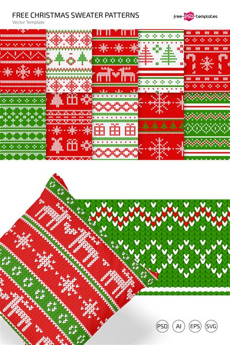 Download Free Christmas Sweater Pattern | SVG Cut File Commercial Use Free PSD Mockups