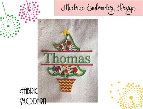 Download Free Christmas Tree Embroidery font frame #917 For Cricut