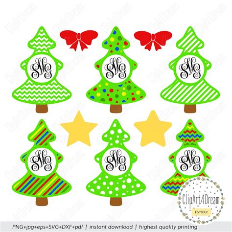 Download Free Christmas Tree Monogram Cut Files