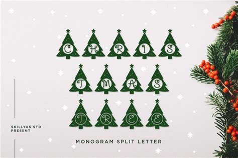 Download Free Christmas Tree Monogram Easy Edite