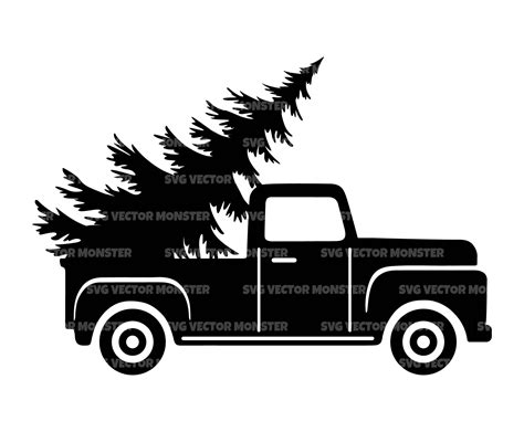 Download Free Christmas Tree Truck SVG Cut File DXF Files