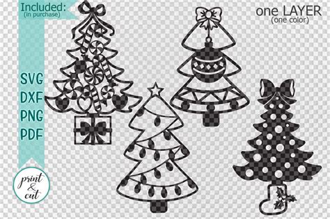 Download Free Christmas Trees Bundle - Set of 5 DXF Files